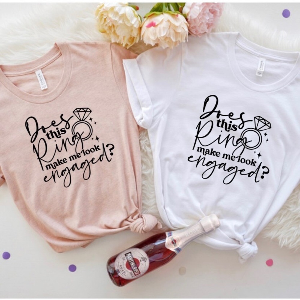 Does This Ring Make Me Look Engaged? Crew Neck Short Sleeve Tee Shirt.